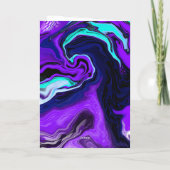 Lila, blauer und Aquamariner Abstrakter Marmor Karte (Rückseite)