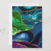 Lila, blauer und grüner Glitzer Agate Birthday Einladung (Rückseite)