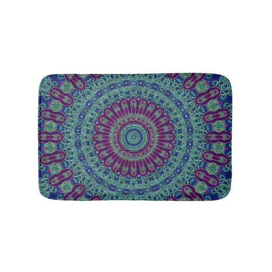 Lila, blauer und grüner Mandala Badematte (Vorderseite)