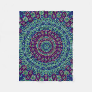 Lila, blauer und grüner Mandala Fleecedecke
