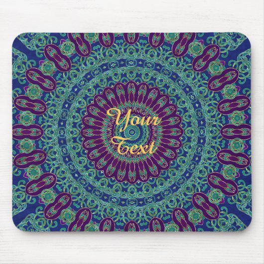 Lila, blauer und grüner Mandala Mousepad (Vorne)