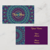 Lila, blauer und grüner Mandala Visitenkarte (Vorne/Hinten)