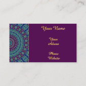 Lila, blauer und grüner Mandala Visitenkarte (Rückseite)