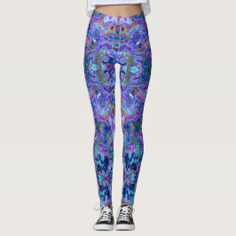 Lila, blauer und grüner Marmorausblick Leggings