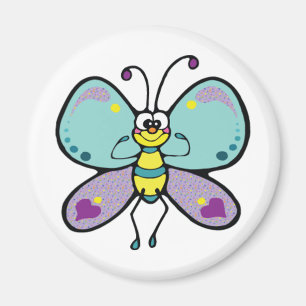 Lila, blauer und lustiger Schmetterling Magnet