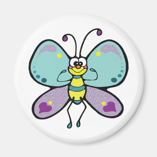 Lila, blauer und sonniger Schmetterling Magnet (Vorne)