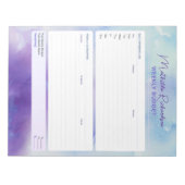 Lila-blauer Wasserfarben-Wochenbudget-Tracker Notizblock (Vorderseite)