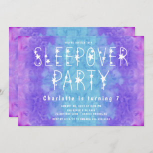 Lila blauer Watercolor-Starry MädchenSleepover Einladung