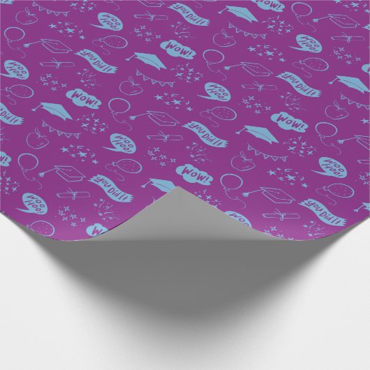 Lila Blaues Abschluss-Handgezeichnetes Scribble-Mu Geschenkpapier (Ecke)