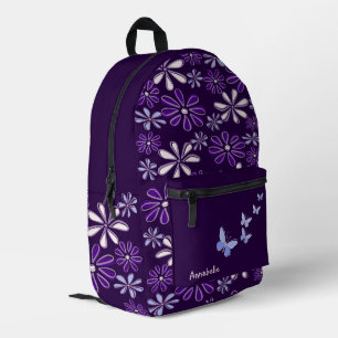 Lila blaues Blume Doodle-Muster Bedruckter Rucksack