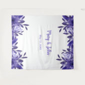 Lila blaues Blumenblatt Hochzeitszettel Foto Hinte Wandteppich (Vorderseite (Horizontal))