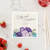 Lila blaues Blumengebäck Blätter 50 Fabulous Serviette (Beispiel)