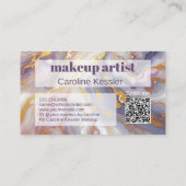 Lila blaues dunkles rosa goldfarbenes Marmormuster Visitenkarte (Rückseite)