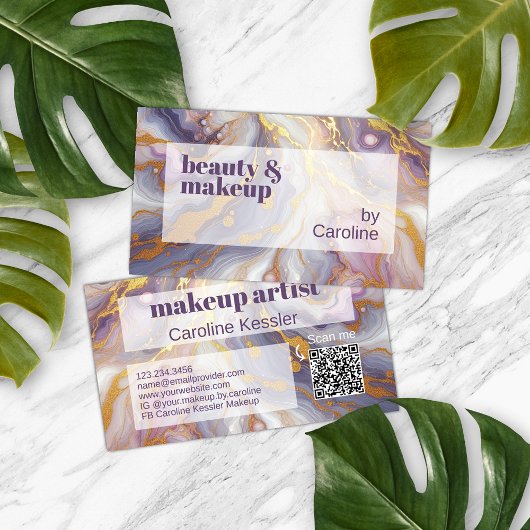 Lila blaues dunkles rosa goldfarbenes Marmormuster Visitenkarte