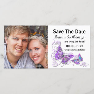 Lila blaues Foto der Verlobung PERSONIFIZIEREN Save The Date