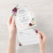 Lila blaues geometrisches Brautparty Rezept All In One Einladung (Abreißen)