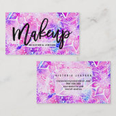 Lila Blaues Henna boho Blumenmandala Makeup Visitenkarte (Vorne/Hinten)