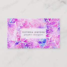 Lila blaues Hennastrauch boho Blumenmandalamuster Visitenkarte