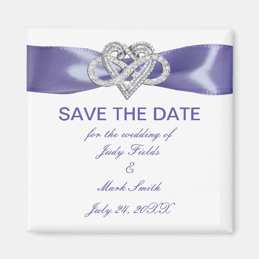 Lila blaues Herzstück speichern das Datumsfenster Magnet (Vorne)