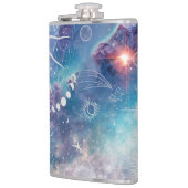 Lila blaues Himmelsmuster Flachmann (Links)