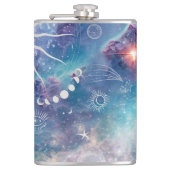 Lila blaues Himmelsmuster Flachmann (Vorderseite)