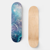 Lila blaues Himmelsmuster Skateboard (Vorderseite)