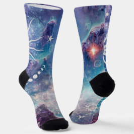 Lila blaues Himmelsmuster Socken