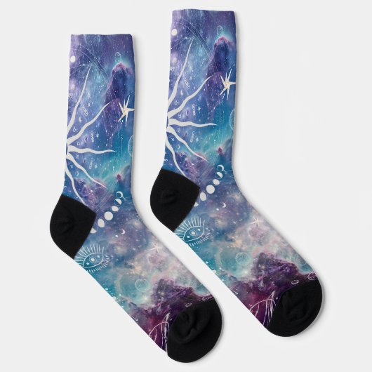 Lila blaues Himmelsmuster Socken (Rechts)