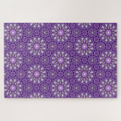 Lila Blaues Kaleidoskop Pinwheel Mandala Muster Puzzle (Horizontal)