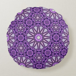 Lila Blaues Kaleidoskop Pinwheel Mandala Muster Rundes Kissen