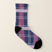 Lila blaues Kariertes Tartan-Muster Socken (Rechts - Außen)