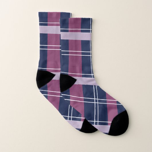 Lila blaues Kariertes Tartan-Muster Socken (Paar)