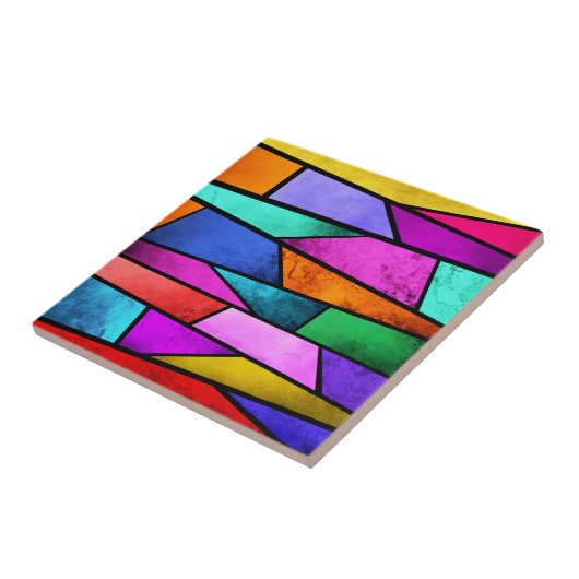 Lila , blaues Keramik Fliese (Seite)