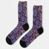 Lila-Blaues Paisley-Muster Socken (Linkes Detail)