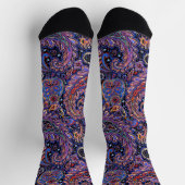Lila-Blaues Paisley-Muster Socken (Oben)