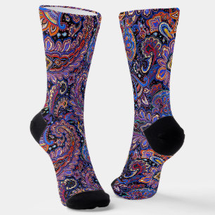 Lila-Blaues Paisley-Muster Socken