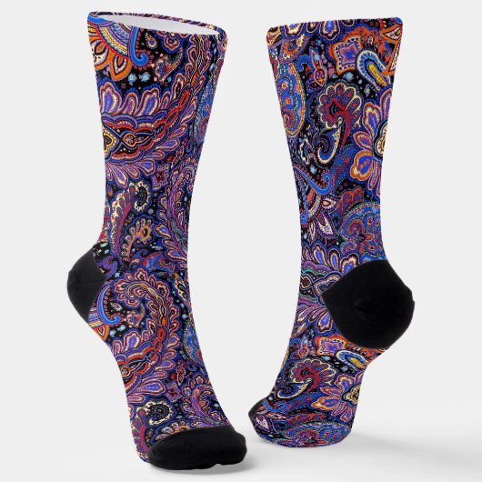 Lila-Blaues Paisley-Muster Socken (Gewinkelt)