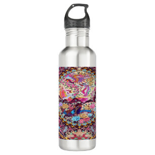 Lila Blaues Perserblumen Blume Peacock Edelstahlflasche