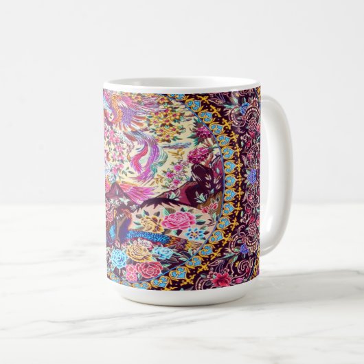 Lila Blaues Perserblumen Blume Peacock Kaffeetasse (VorderseiteRechts)