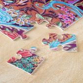 Lila Blaues Perserblumen Blume Peacock Puzzle (Seite)