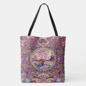 Lila Blaues Perserblumen Blume Peacock Tasche (Rückseite)