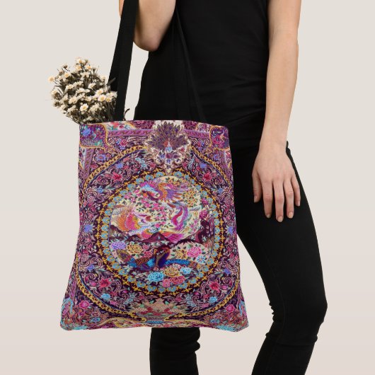 Lila Blaues Perserblumen Blume Peacock Tasche (Von Nahem)