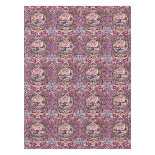 Lila Blaues Perserblumen Blume Peacock Tischdecke (Vorderseite)