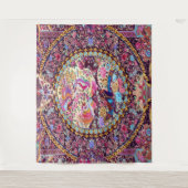 Lila Blaues Perserblumen Blume Peacock Wandteppich (Vorderseite)