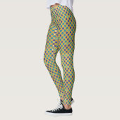 Lila blaues Polka-Punktmuster auf vergoldetem Glas Leggings (Links)