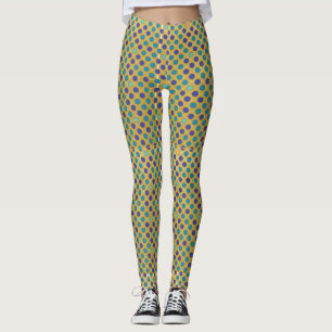 Lila blaues Polka-Punktmuster auf vergoldetem Glas Leggings