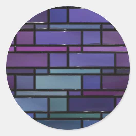 Lila, blaues und Aquamarin festes Glasfenster Runder Aufkleber (Vorderseite)