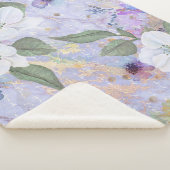 Lila blaues Vintages Blumenmuster-Aquarellskript Sherpadecke (3/4)