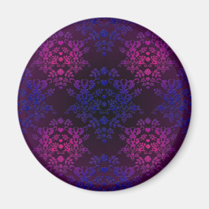 Lila blaues Vintages Damaskusmuster Magnet