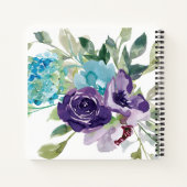 Lila blaues Wasserfarben Blumenrezept Notizblock (Rückseite)